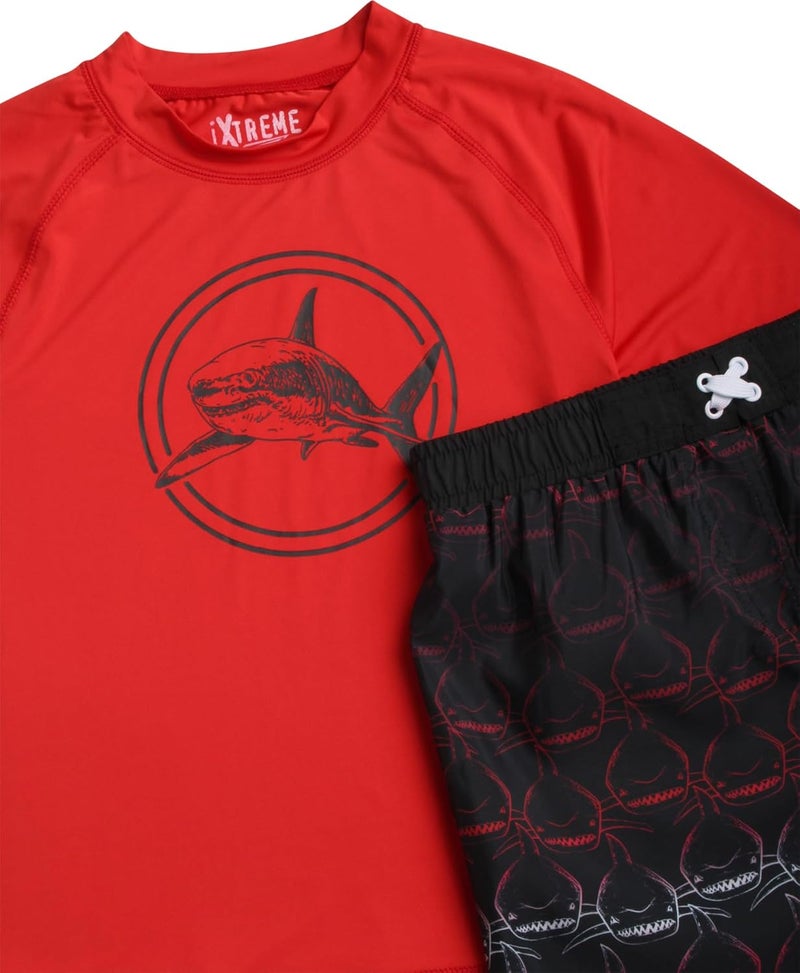 iXtreme Boys Rash Guard Set - 4 Piece UPF 50+ Quick Dry Long Sleeve Swim Shirt and Swim Trunks for Boys (Sizes: 5-14) - Image 4
